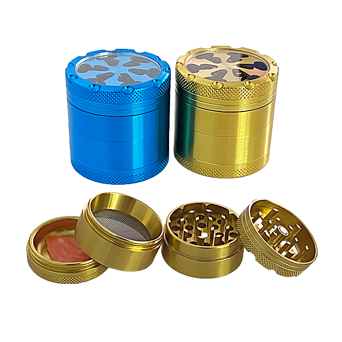 Crushers Matte Metallic See Through Bottom 4 Part Grinder | 40mm | (GR724) | Assorted Colors product image
